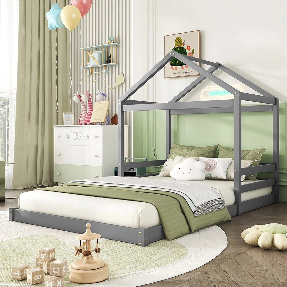 Letto a castello per bambini - Xylo - 140x200 cm - Grigio - In legno di pino senza materasso