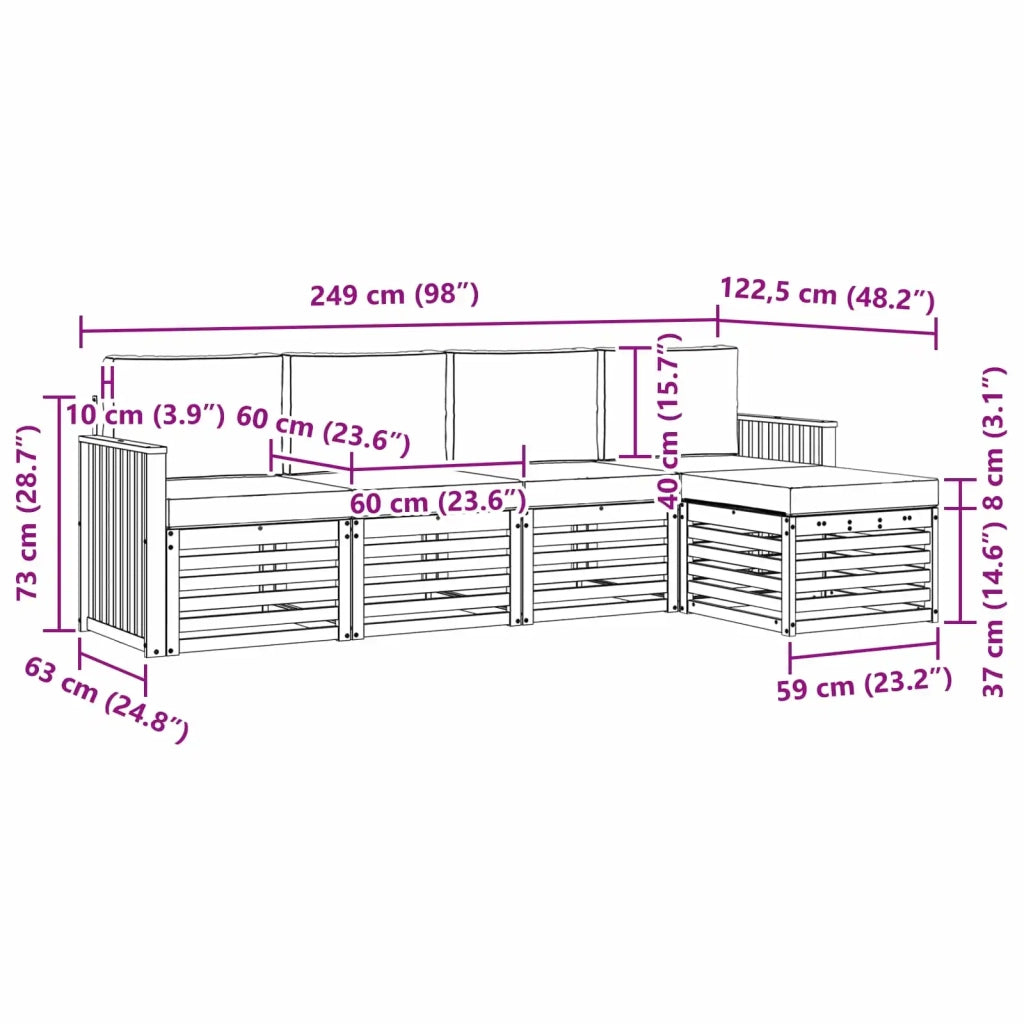 Set di divani da esterno 5 pcs Bianco e Antracite 3391672