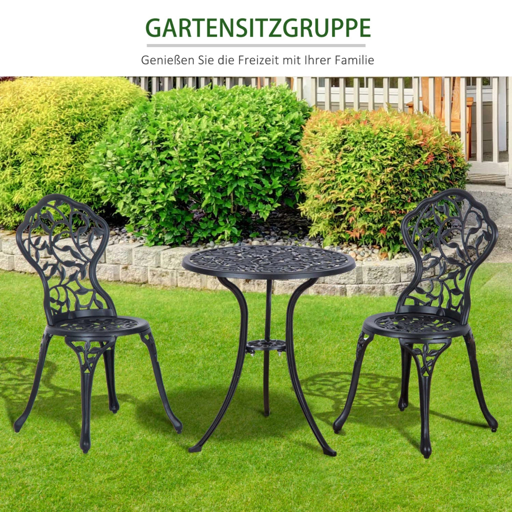 Set da bistrot per 2 persone, set di mobili da balcone con tavolino e 2 sedie, nero, ideale per giardino e terrazzo.