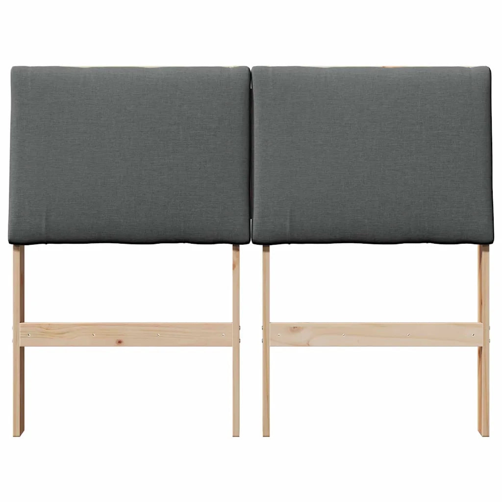 Testiera imbottita Grigio scuro 120 cm Pino massello 879295