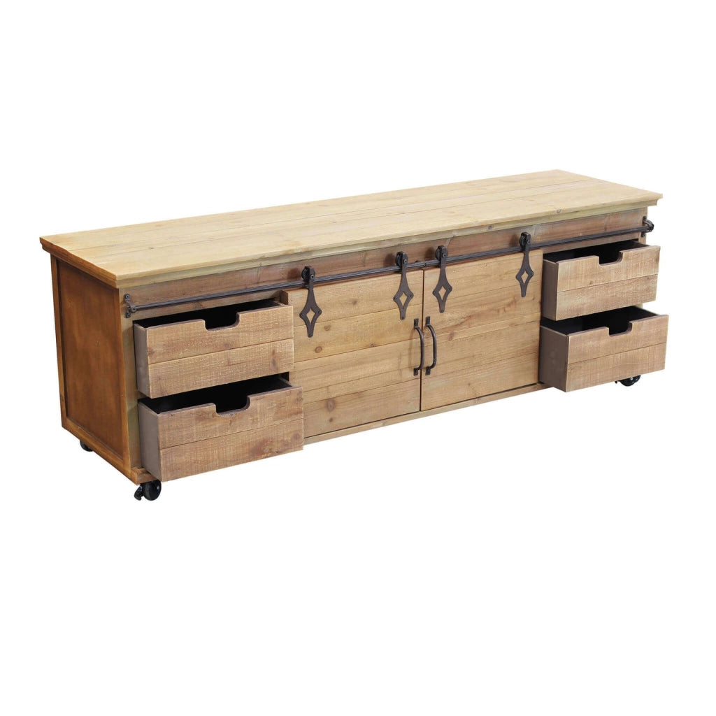 Porta tv per soggiorno Industrial in Legno Metallo cm 151x45x52 - HUGHIE