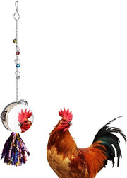 Giocattolo per uccelli interattivo - oscillante - specchio a tamburo - divertimento illuminato - per galline/pappagalli - con gancio e campanello - giocattolo per uccelli