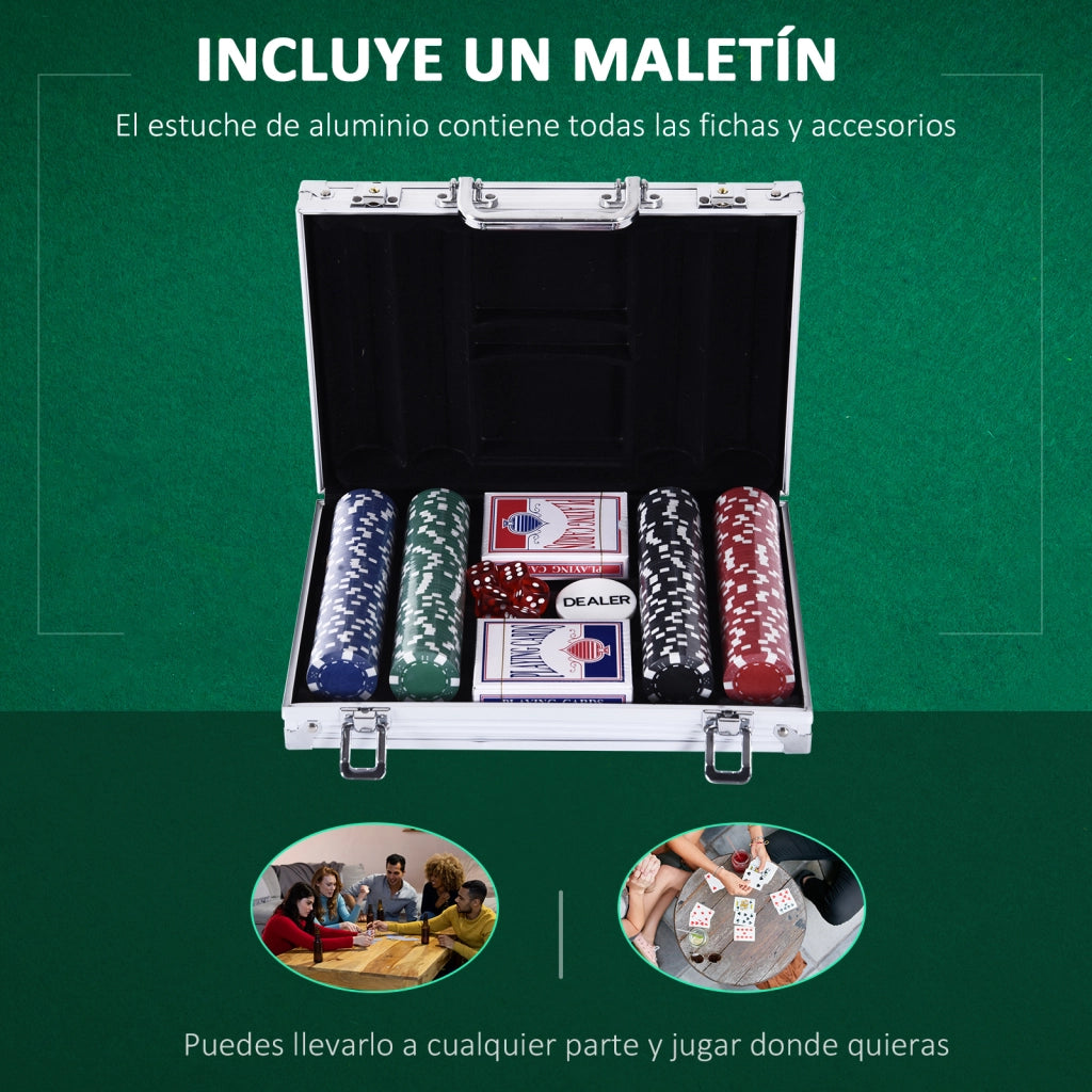 Set Poker Professionale 200 Fiches ¨C Xylo ¨C Valigetta Alluminio con Dadi Carte Dealer 29,5x20,5x6,5 cm