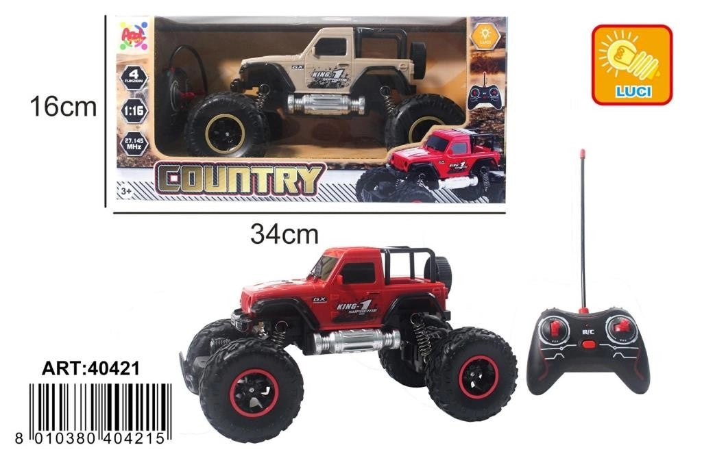1 Pezzo Auto Country Monster Truck Radiocomandata 4 Funzioni Vari Colori