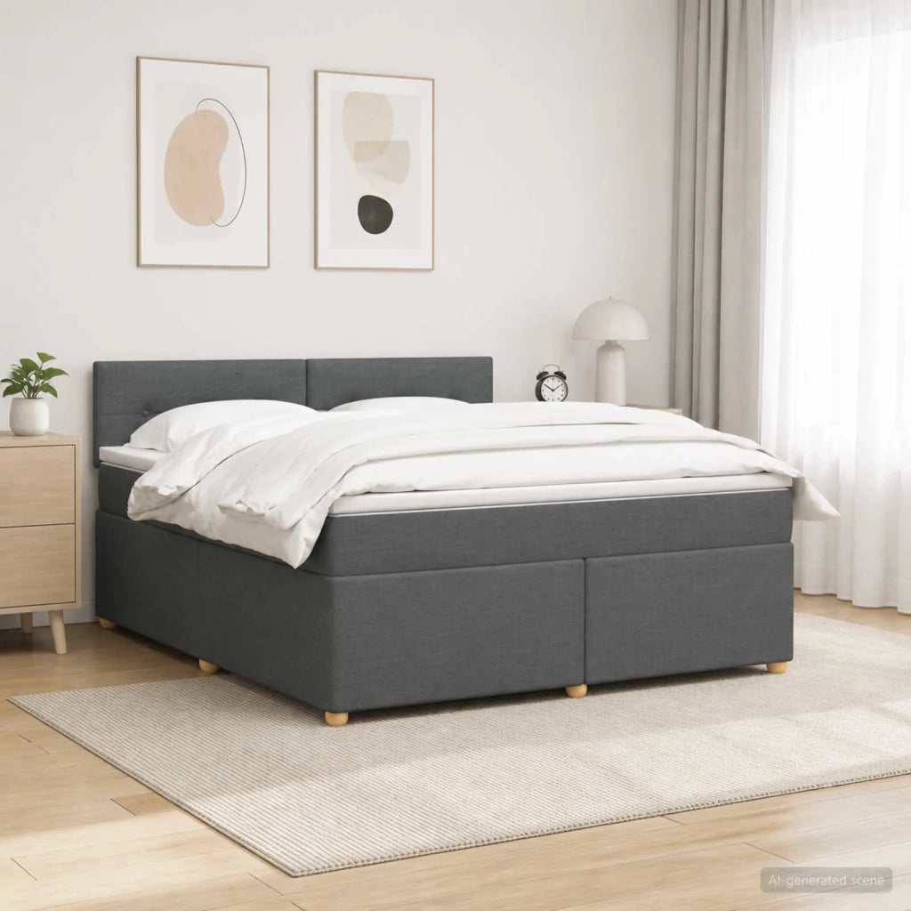 Letto box spring con materasso Grigio Scuro 140 x 200 cm 3452437