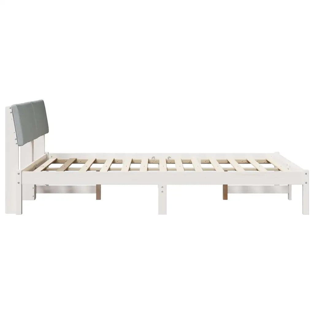 Letto matrimoniale | Letto per adulti | Struttura del Letto Bianco e grigio chiaro 160 x 200 cm