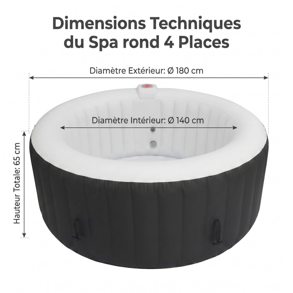 Spa gonfiabile a 4 posti - Forma rotonda - Beneo - Filtro e copertura inclusi - Beige