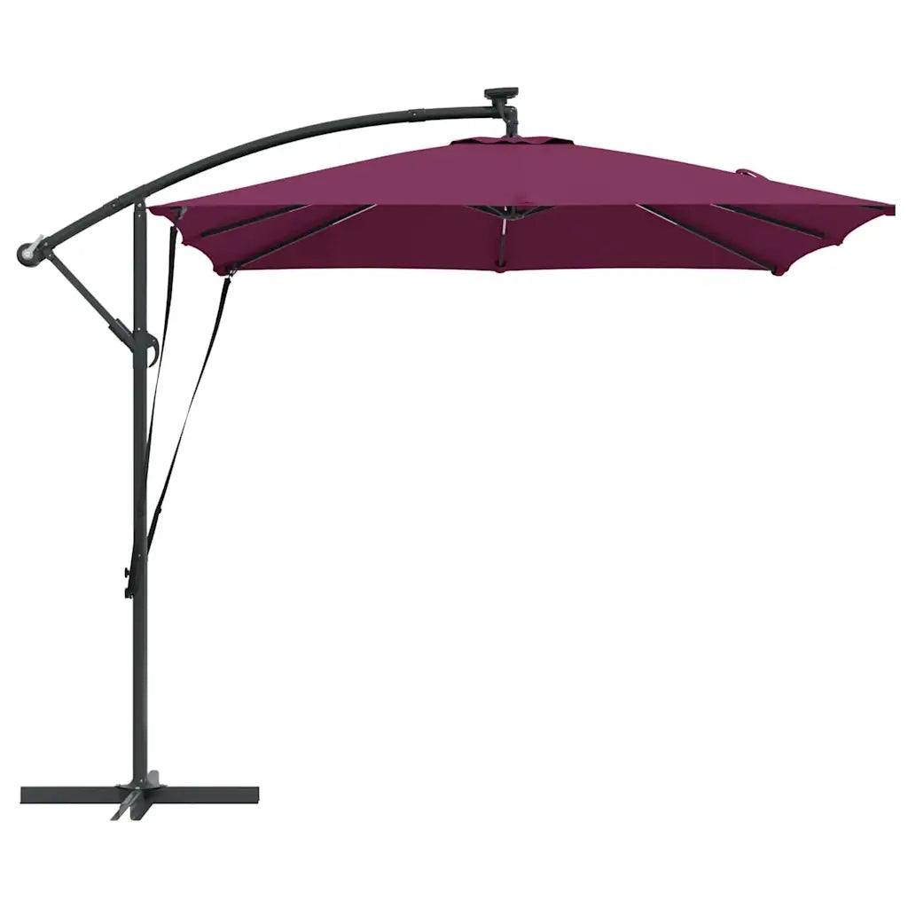 Ombrellone con strisce LED Rosso Bordeaux 249 x 249 x 250 cm 42003405