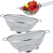 Set di Strumenti per la Cucina in Acciaio Inox - Filtro a Maglie Fini - 3 pezzi - Ø 24,5 cm, Ø 21,5 cm, Lunghezza della Lama