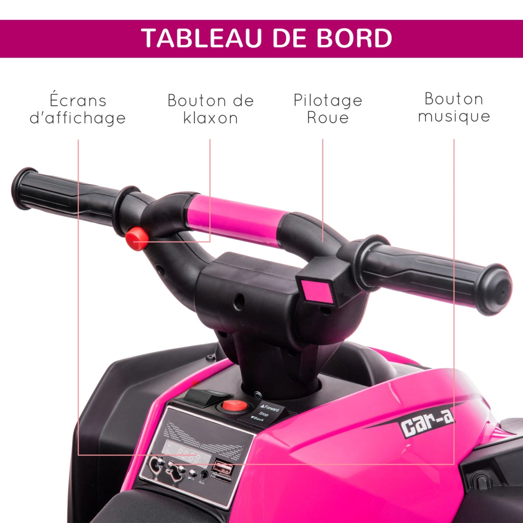 Quad Elettrico per Bambini ¨C Minimal ¨C Nero e Rosa, Metallo e PP, 12V