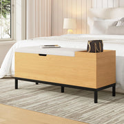 Panca Ingresso 115x49.5x40cm - Xylo - con Seduta e Contenitore, Colore Naturale