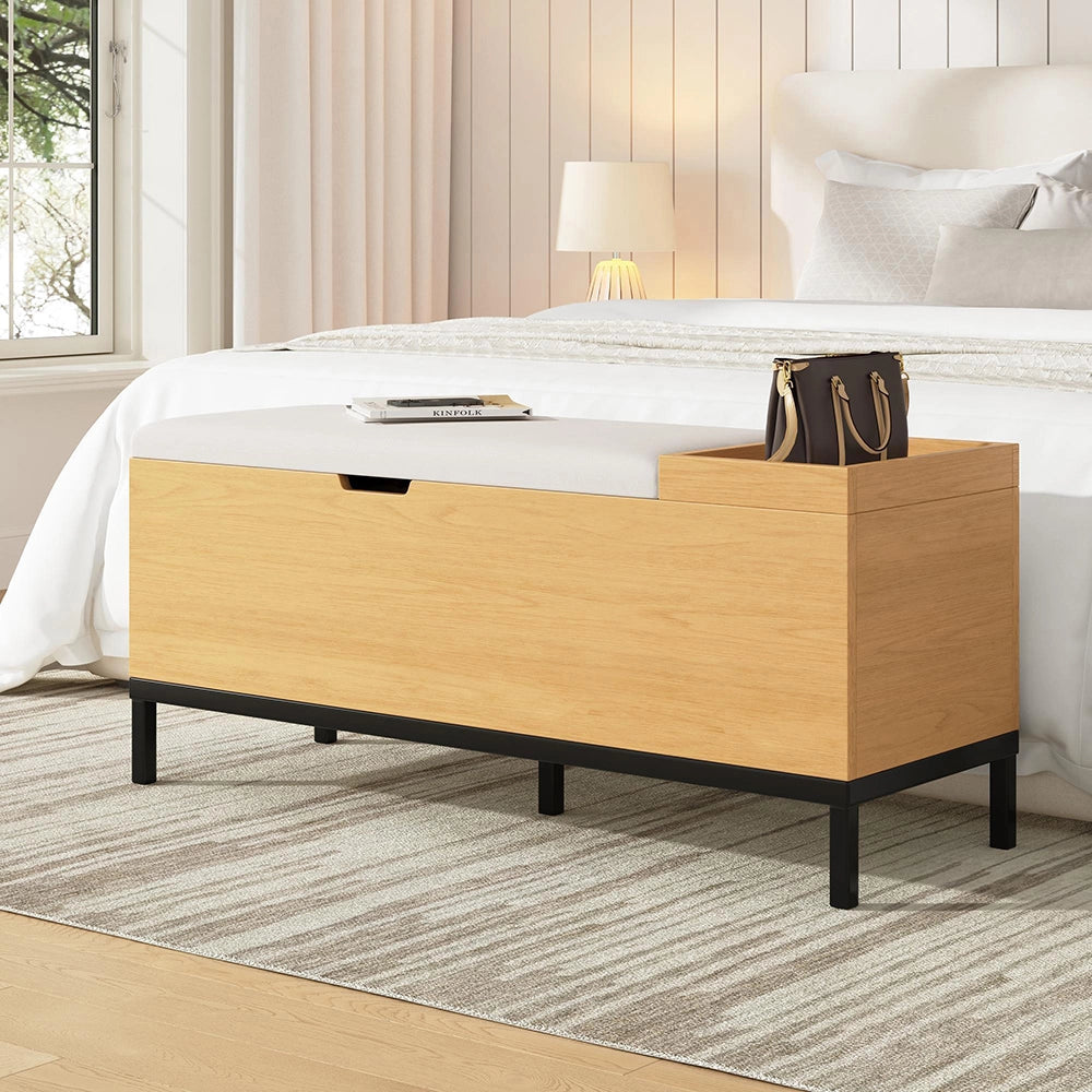 Panca Ingresso 115x49.5x40cm - Xylo - con Seduta e Contenitore, Colore Naturale