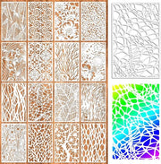 Serie di Schemi 16 pezzi - Schemi a Strati Astratti - Schemi Geometrici Riciclabili - Decorazione - Materiale Resistente alla Diffusione - Caratteristiche Stabilizzate a Basse Temperature - Schemi a Stampa