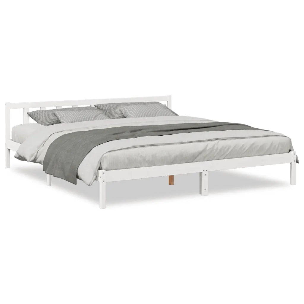 Letto Extra Lungo senza Materasso-Struttura Letto Bianco 180x210 cm in Pino 686898