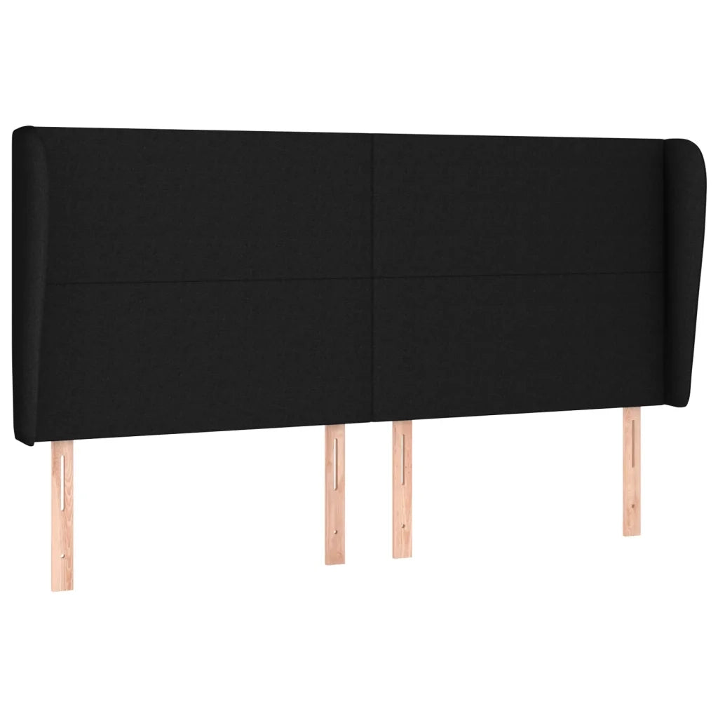 Testiera | Testata ad Orecchio Nera 183x23x118/128 cm in Tessuto