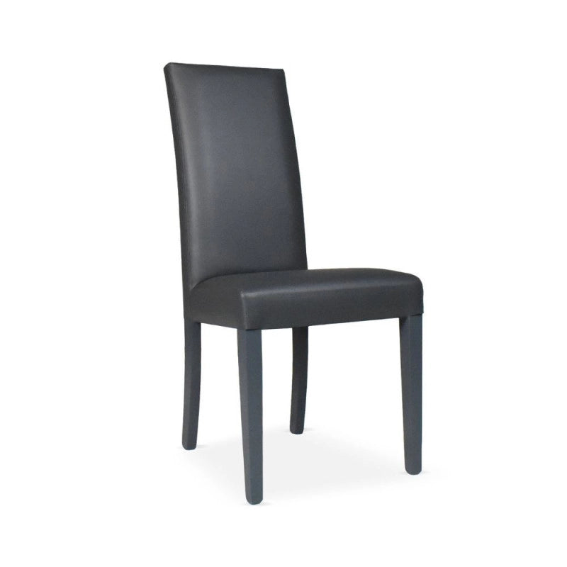 Sedia Nancy in ecopelle grigia antracite con gambe in tinta 2 pezzi
