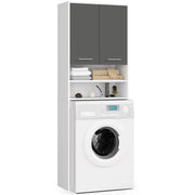 Colonna da bagno AKORD FIN per incasso di una lavatrice Bianca 64 cm 2 ante inserto frontale Grigio Grafite 64x30x180 cm