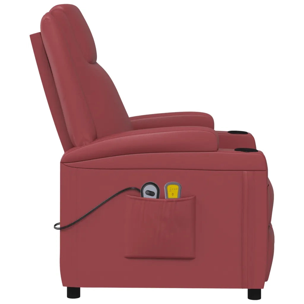 Poltrona Massaggio Elettrica Rosso Vino Similpelle 3073799