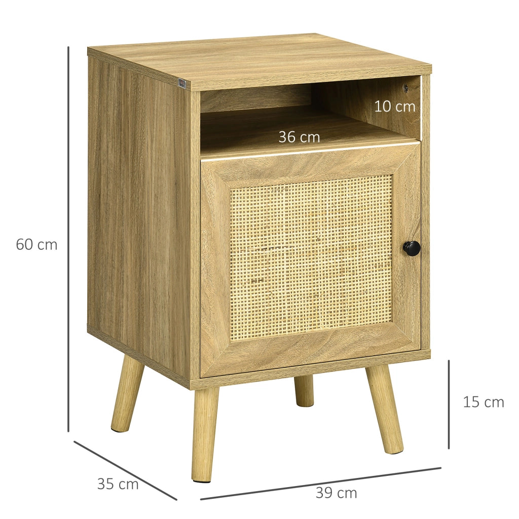 Comodino con Porta a Griglia ¨C Minimal ¨C Legno Naturale 39x35x60 cm