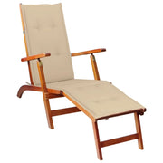 Lettino prendisole sedia a sdraio lettino prendisole letto da giardino mobili da esterno per patio con poggiapiedi e cuscino legno massello di acacia 02_0012577