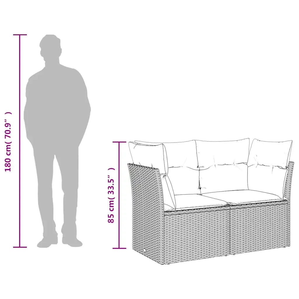 Divano da Giardino con Cuscini a 2 Posti Nero in Polyrattan 366013