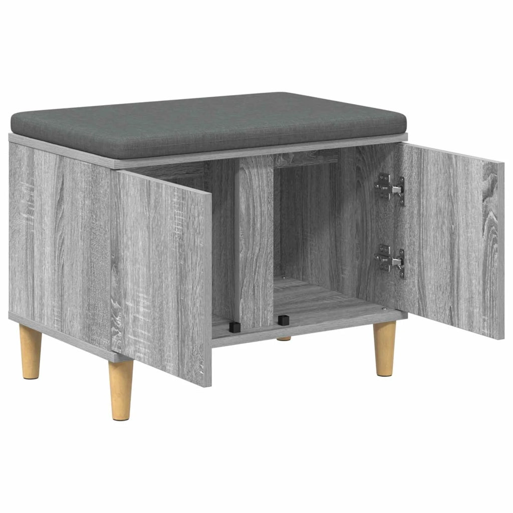 Panca per ingresso con cuscino-Sgabello-Panca da Corridoio Grigio Sonoma 60 x 38 x 46 cm 156264