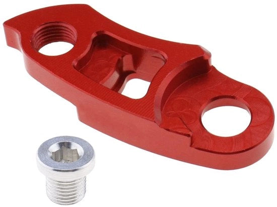 Estensore per Derailleur Posteriore in Alluminio 7075 - Compatibile con Vite da 40T/42T/46T/50T/56T - Disegno CNC - Leggero - Rosso - Estensore per Derailleur