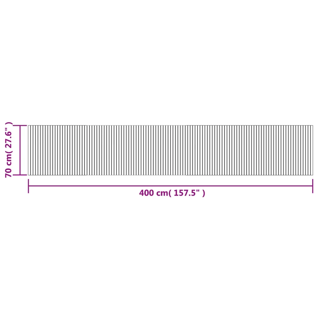Tappeto Rettangolare Nero 70x400 cm in Bambù 376756