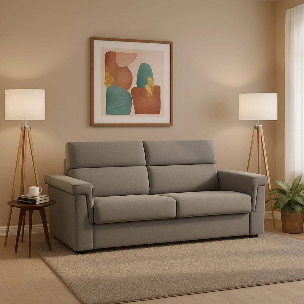 Tenna, Divano Letto 2 Posti Sfoderabile Made in Italy, 185x95 cm Grigio