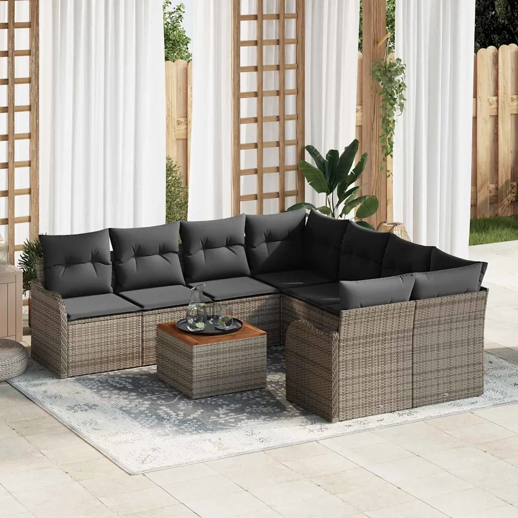 Set Divano da Giardino 9 pcs Grigio polyrattan 3356102
