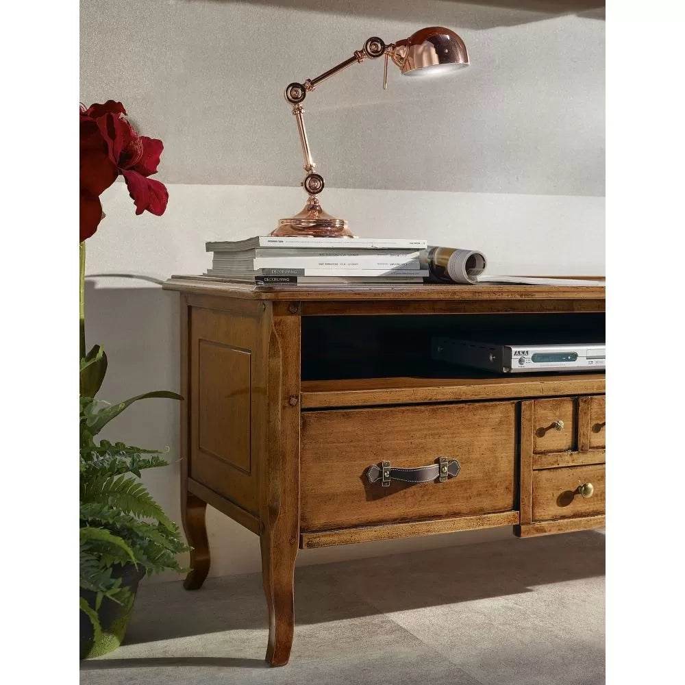 Porta tv 1 cassetto classico legno bassano 135x45x54 - Mobili 2G