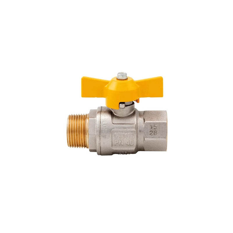 Valvola a sfera gas maniglia M–F 1" – ottone certificata Art. 069 per uso professionale