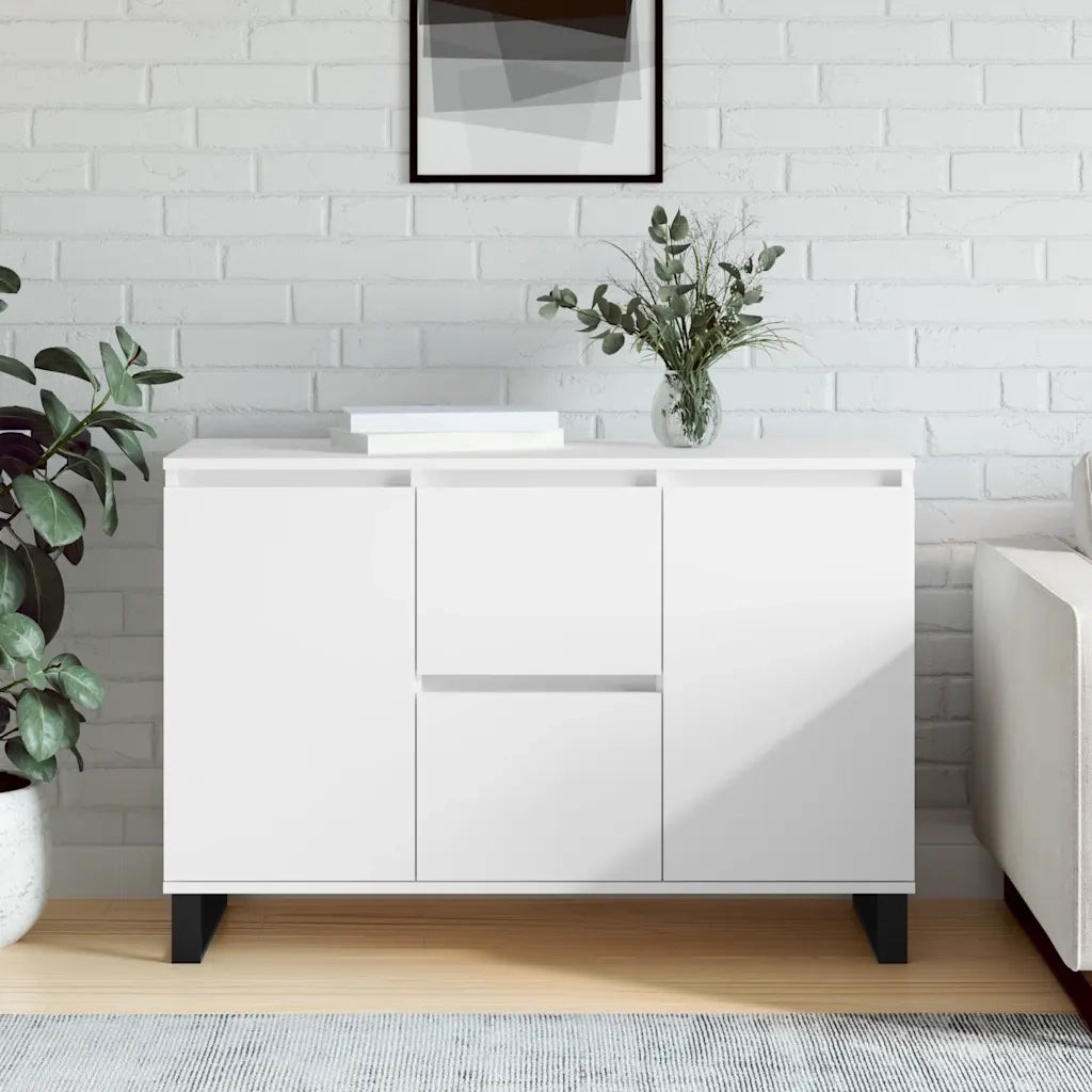 Credenza-Buffet-Armadio da cucina Bianca 101,5x35x70 cm in Legno Multistrato 340298