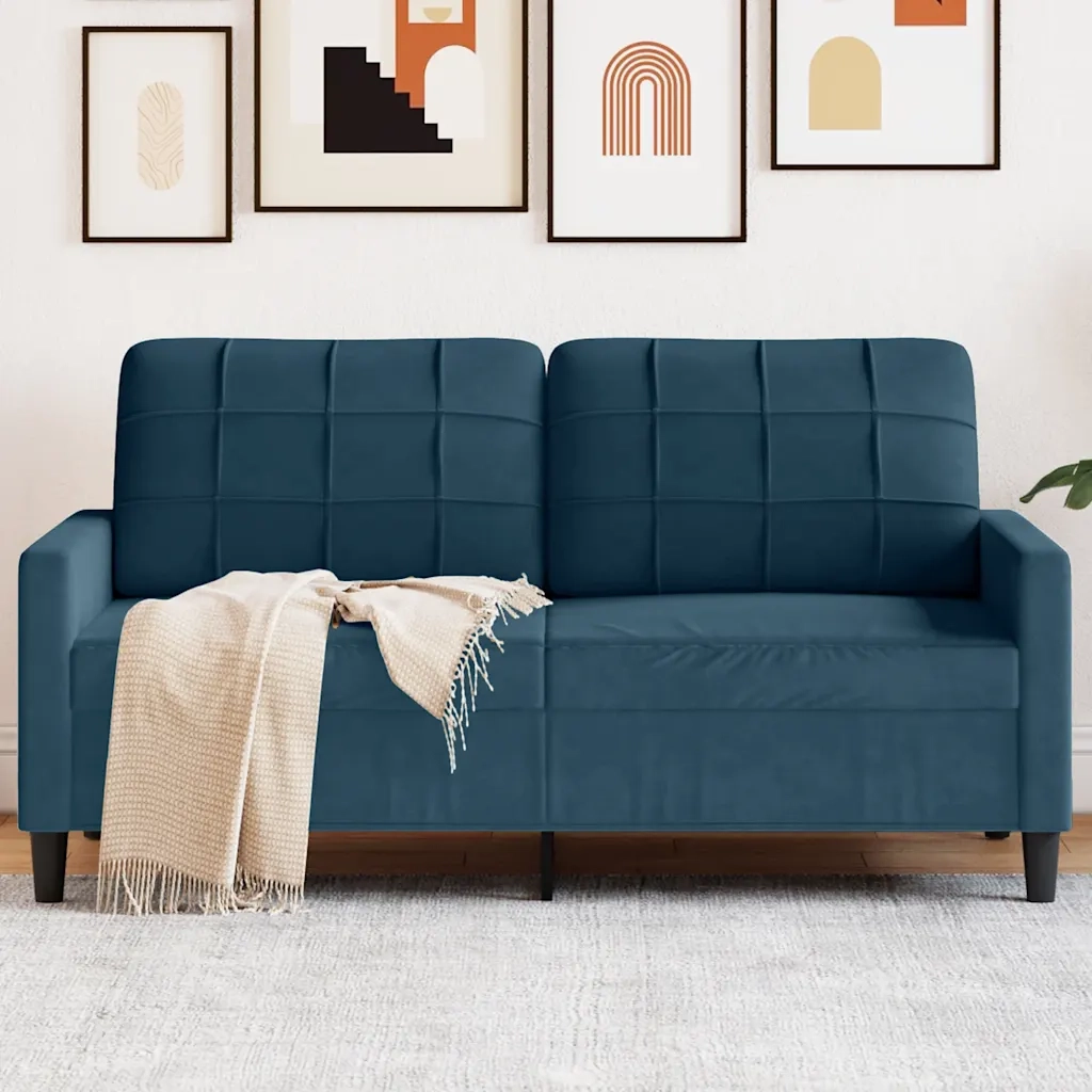 Divano a 2 Posti-Sofa 2 Posti Blu 140 cm in Velluto 218509