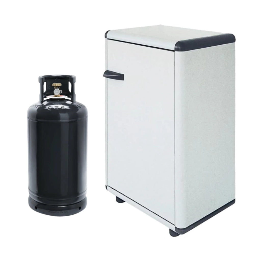 MOBILE PORTA BOMBOLE GAS IN PVC GRIGIO A 1 ANTA CON MANIGLIA E PIEDI ANTISCIVOLO - CM 59x92x39  - CON RIPIANO ALL'INTERNO  - GRA