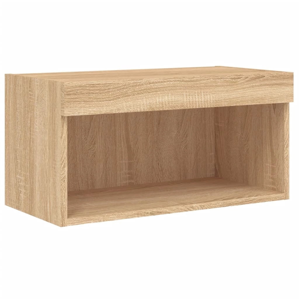 Mobile TV multimediale mensola TV credenza mobile TV sala da pranzo soggiorno camera da letto con illuminazione a LED 5 pezzi legno ingegnerizzato rovere Sonoma marrone 02_0029420