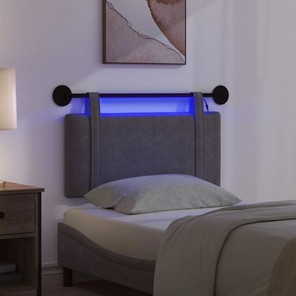 Testiera sospesa Con luce LED Nero PU Antico 3423829