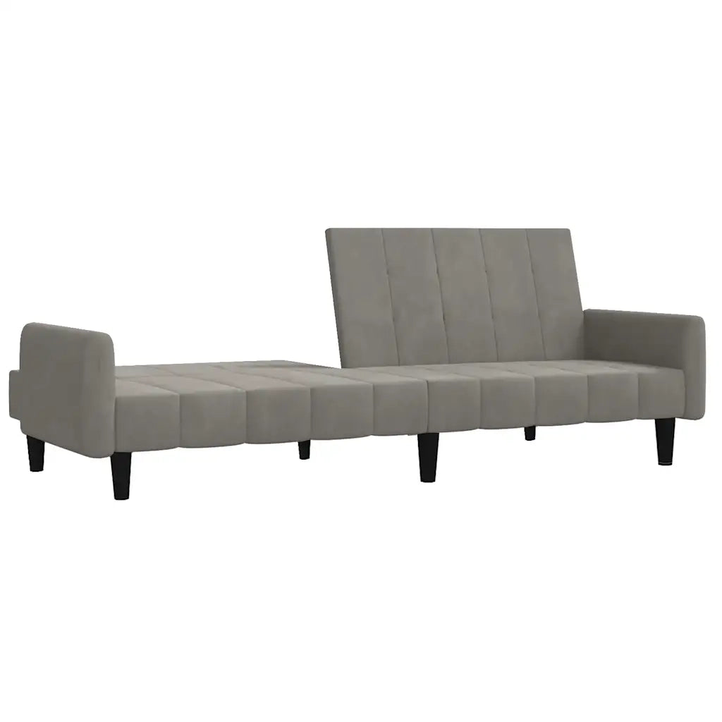 Divano Letto a 2 Posti Grigio Chiaro in Velluto 375774