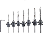 Set di Foratura a Taper con Verniciatura per Legno con Attacco a Viti con Fissaggio di Profondità Regolabile con Chiave a Clessidra e Proiettile per Legno DIY (5-12mm) - 22PC