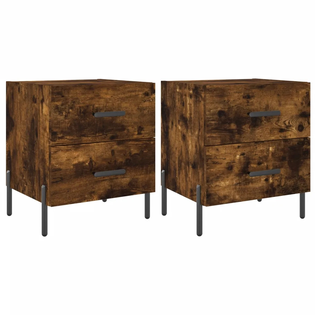 Comodini 2 pz Rovere Fumo 40x35x47,5 cm in Legno Multistrato 827335