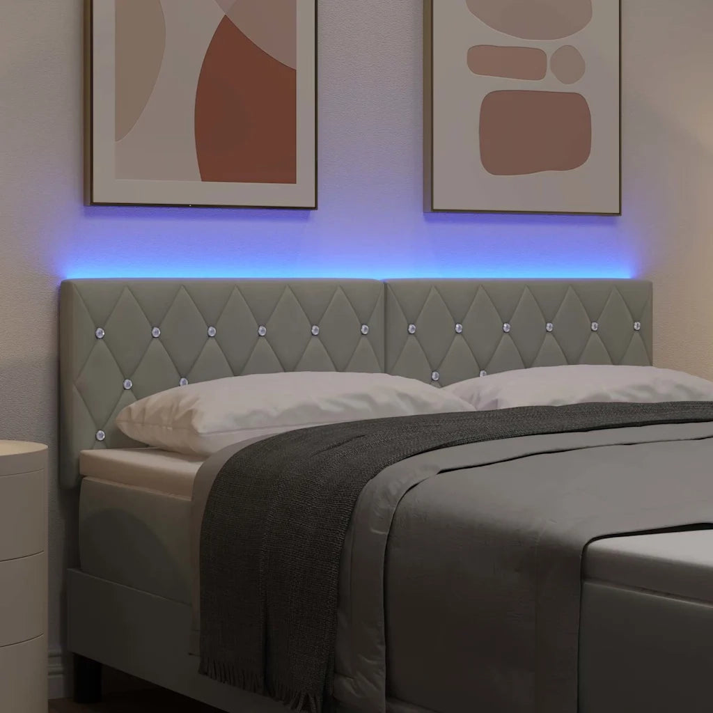 Testiera | Testata LED con strisce LED Grigio chiaro 160 cm Velluto