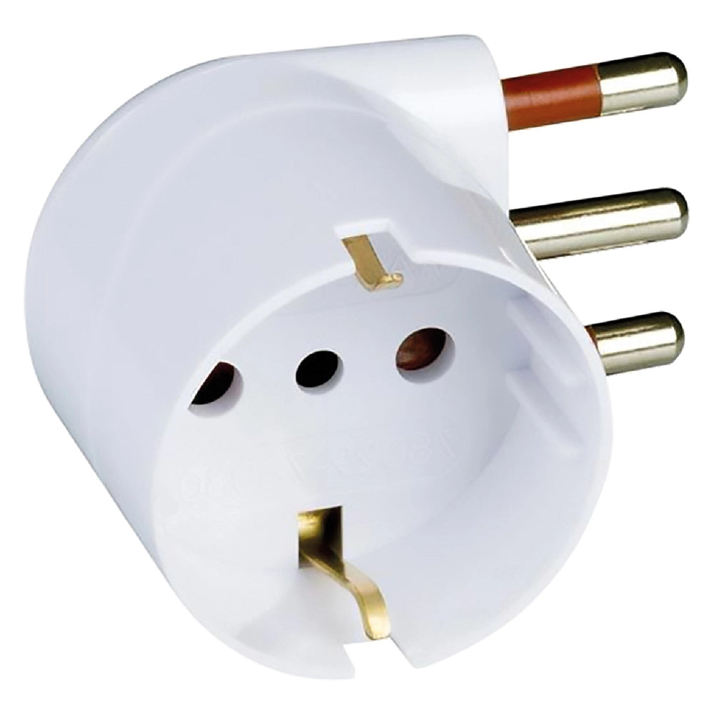 1pz adattatore singolo spina 90â° 'salvaspazio' spina 2p + t 16a - bianco cod:ferx.8072370nlm