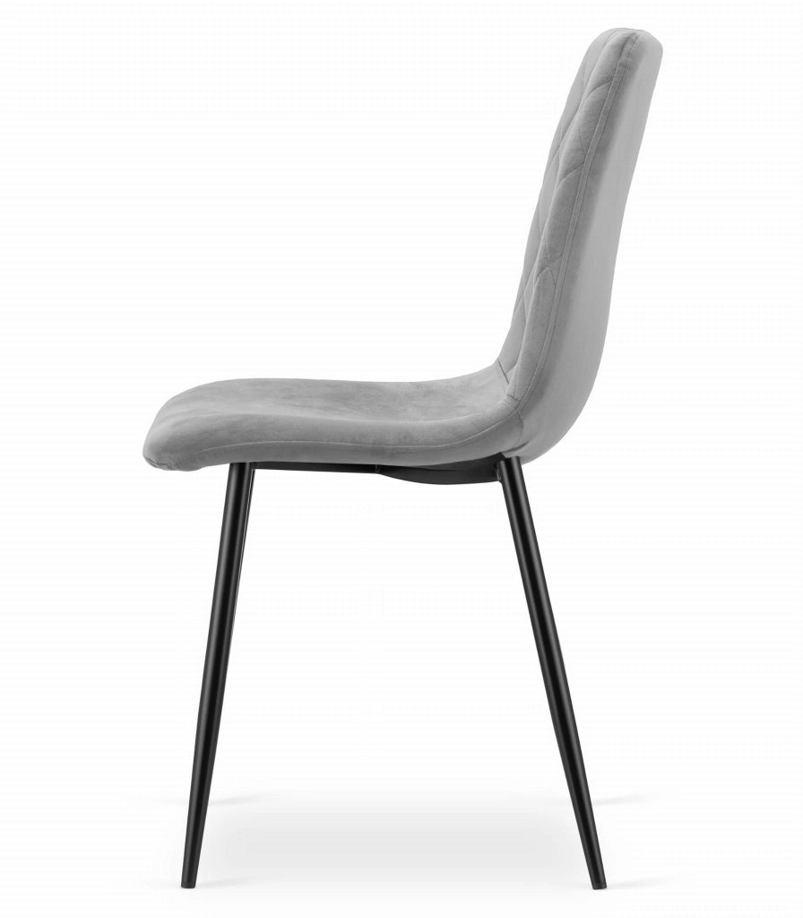 Sedia Valora TURIN in velluto grigio chiaro, design ergonomico x3