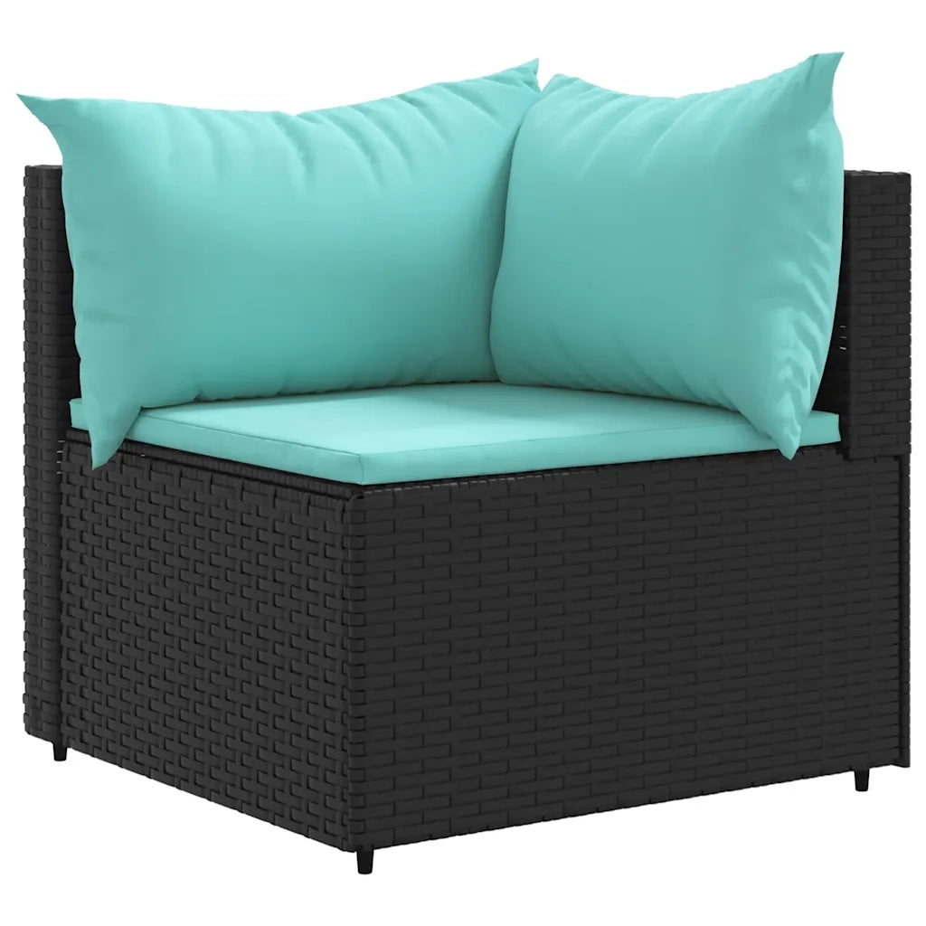 Set Mobili da Giardino 6 pz con Cuscini in Polyrattan Nero
