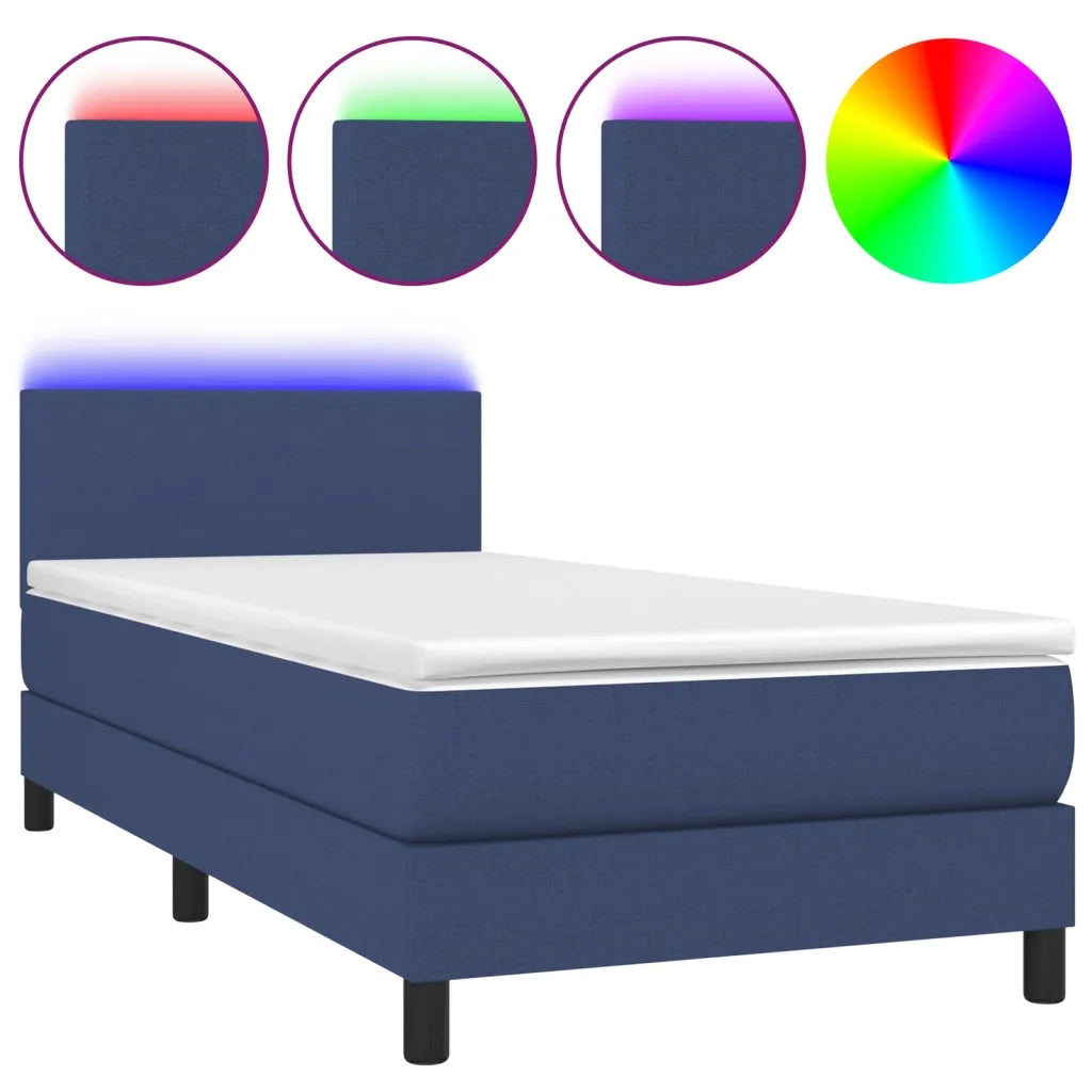 Letto a Molle con Materasso e LED Blu 80x200 cm in Tessuto 3132955
