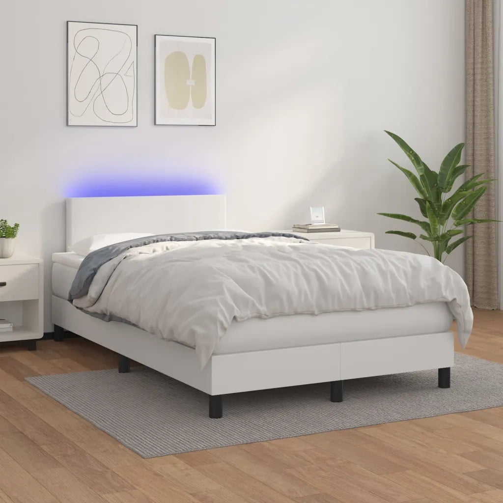 Giroletto Molle con Materasso e LED Bianco 120x200cm Similpelle 3134094