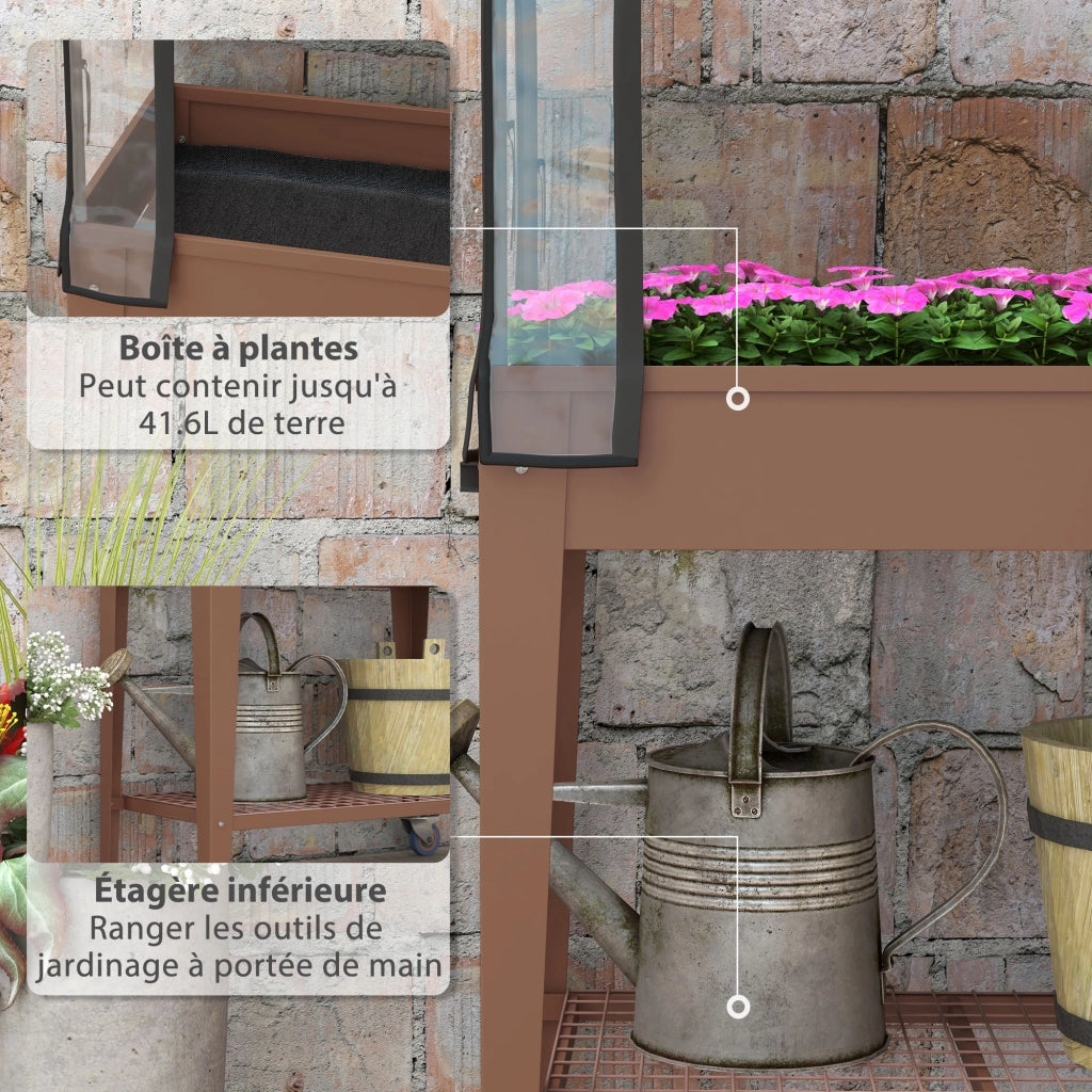 Serra da giardino con telo trasparente e scaffale ¨C Xylo ¨C 80x40x120 cm con ruote