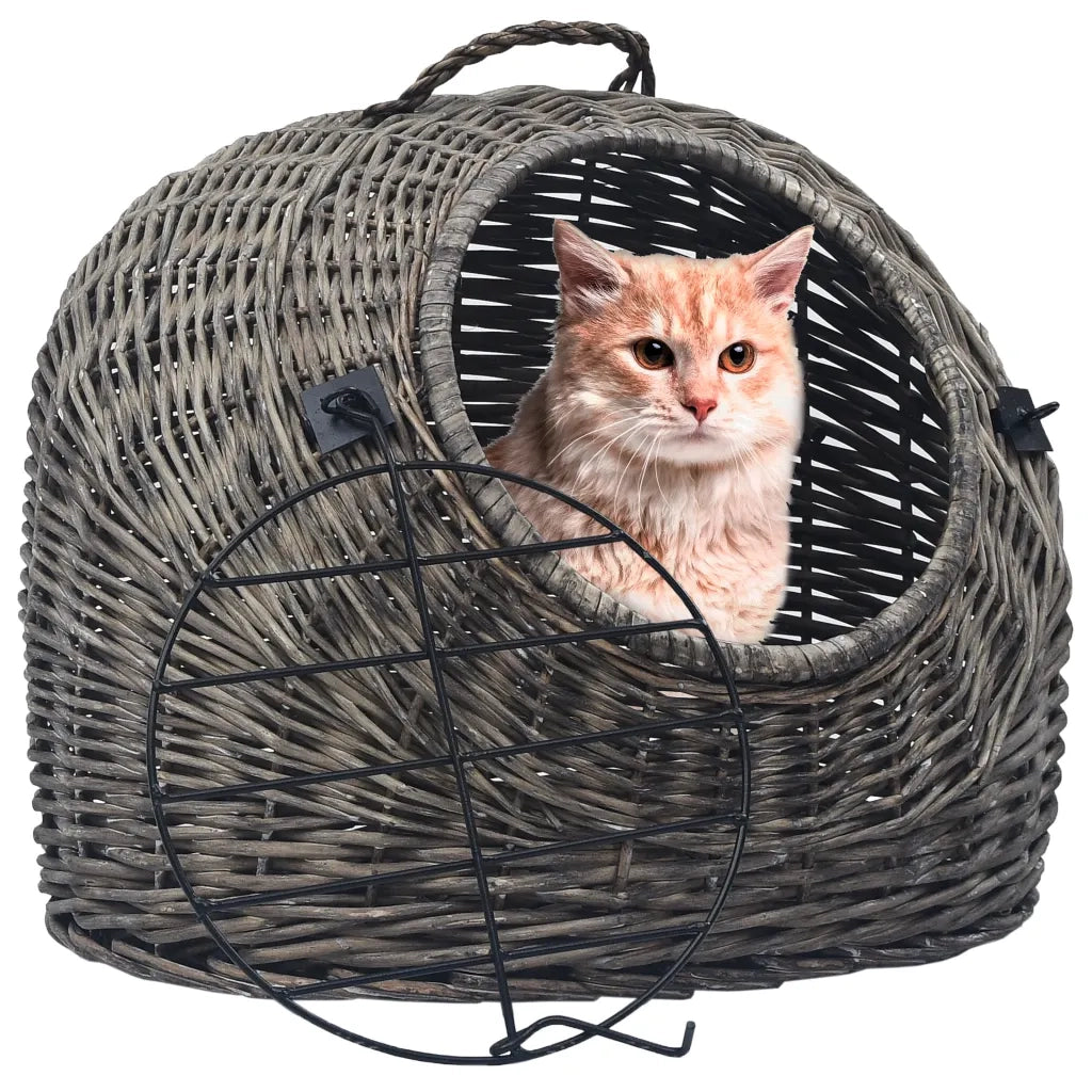 Trasportino per Gatti Grigio 50x42x40 cm in Salice Naturale CFW9241892