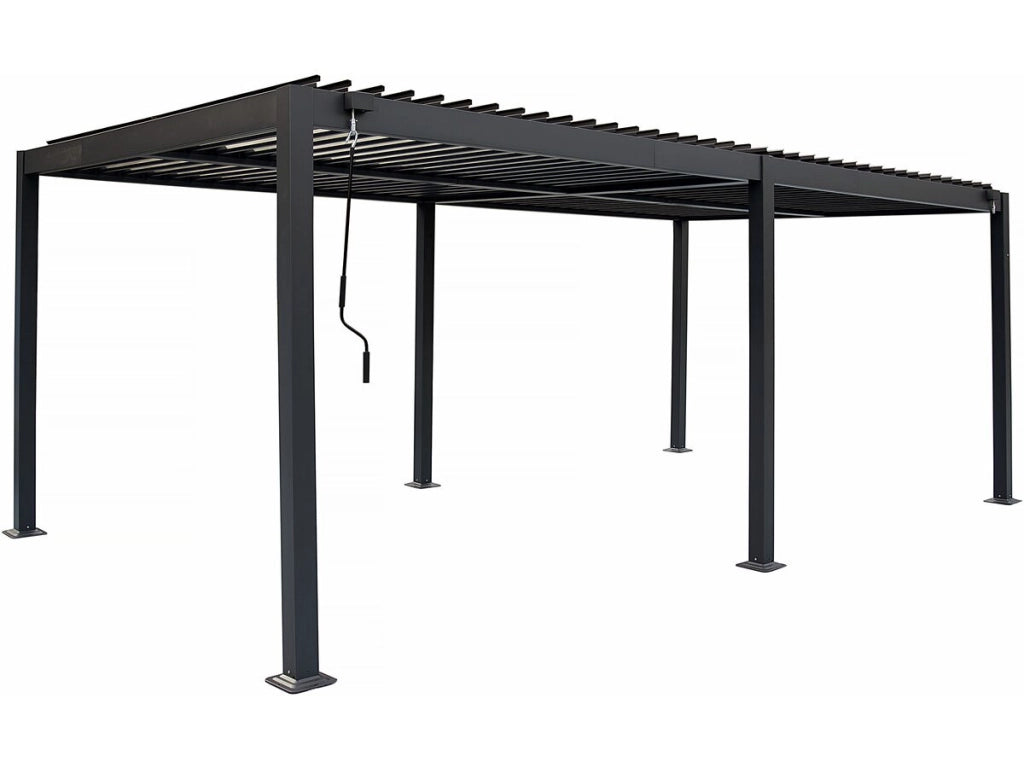 Pergola bioclimatica autoportante Kensington in alluminio - 3 x 6 m - Grigio
