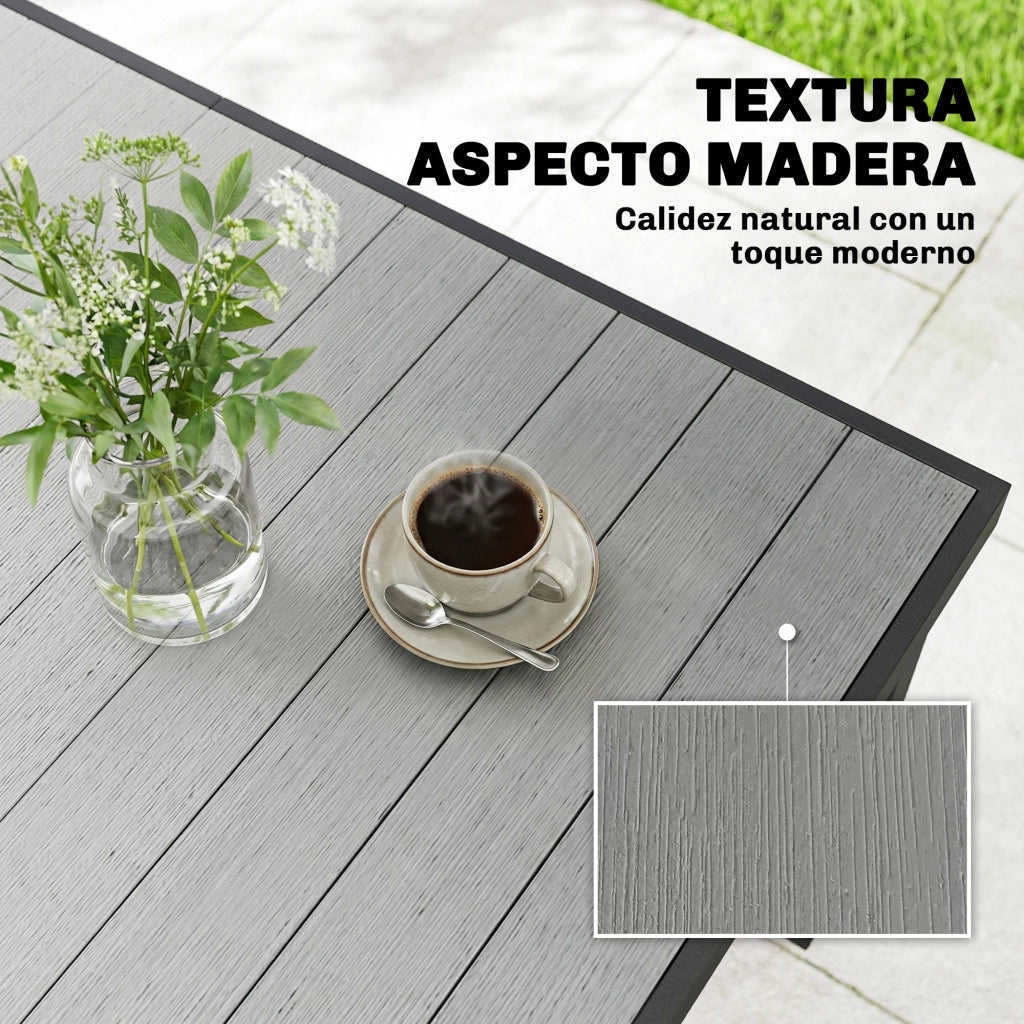 Tavolo da Giardino 6 Posti in Acciaio ¨C Minimal ¨C Grigio 140x90x74 cm